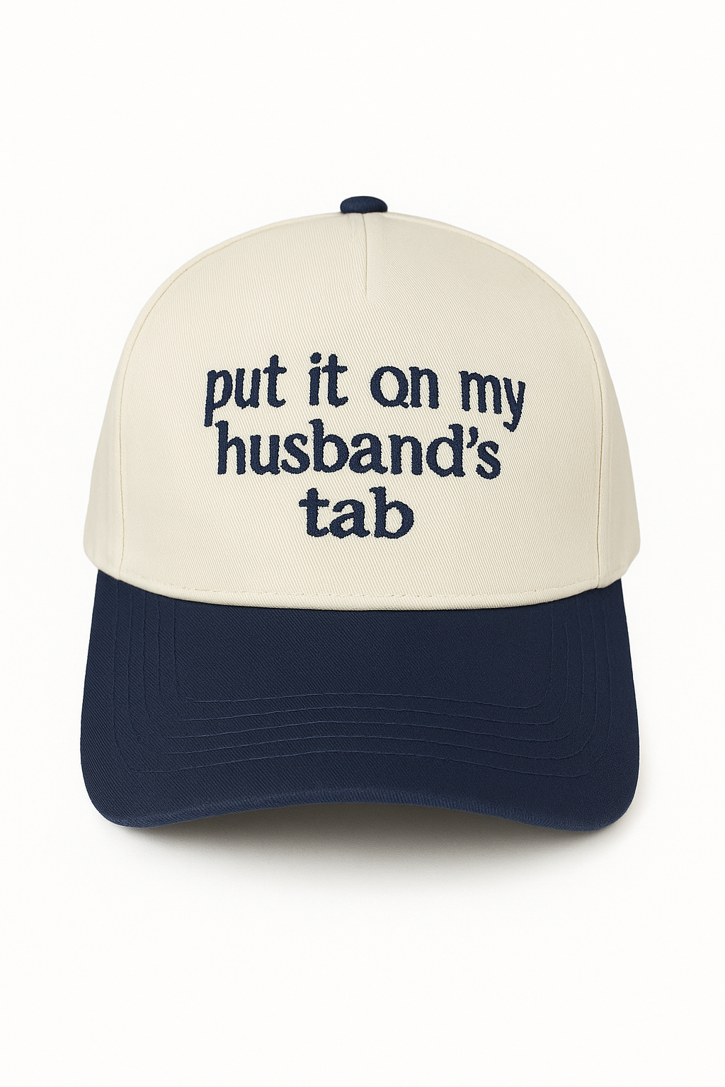 Put It On My Husband’s Tab Trucker Hat – Green & Cream